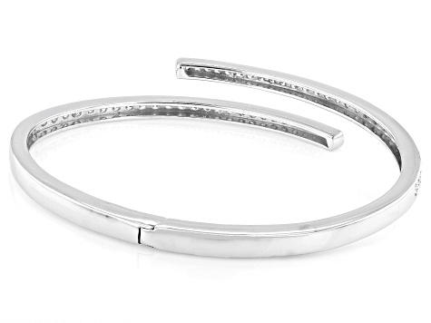 Pre-Owned White Lab-Grown Diamond G-H VS Rhodium Over Sterling Silver Bypass Bangle 2.59ctw