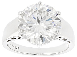Pre-Owned Moissanite Platineve Solitaire Ring 6.13ct DEW