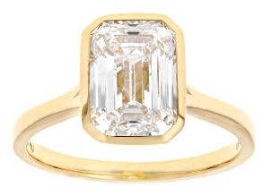 Pre-Owned Emerald Cut White Lab-Grown Diamond F VS2 14K Yellow Gold Solitaire Ring 3.00ct