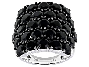 Pre-Owned Black Spinel Rhodium Over Sterling Silver Ring 11.83ctw
