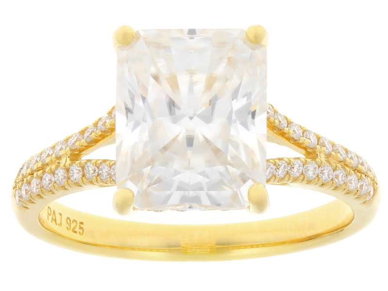 Pre-Owned Moissanite 14k Yellow Gold Over Silver Engagement Ring 4.50ctw DEW.