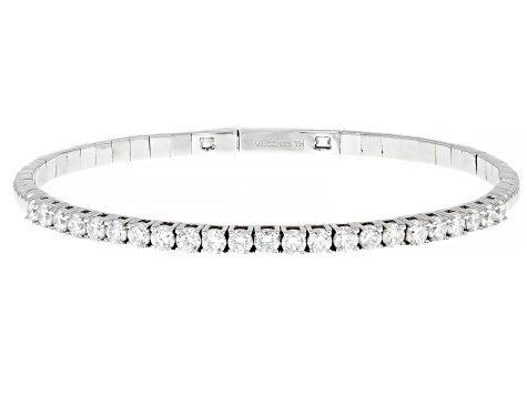 Pre-Owned White Lab-Grown Diamond H SI Platinum Over Sterling Silver Flex Bangle Bracelet 2.50ctw