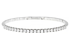 Pre-Owned White Lab-Grown Diamond H SI Platinum Over Sterling Silver Flex Bangle Bracelet 2.50ctw