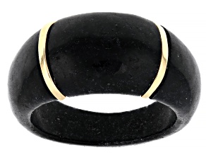 Pre-Owned  Black Jadeite 10k Yellow Gold Ring