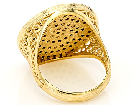 Pre-Owned Multi-Color Crystal 18K Gold Over Sterling Silver Evil Eye Ring