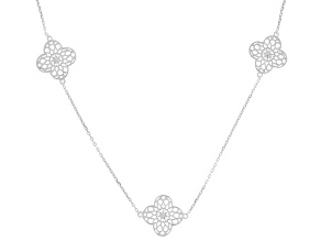 Pre-Owned Platinum Over Sterling Silver Clover Necklace