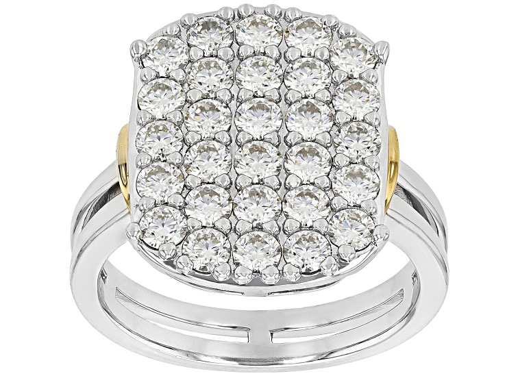 Pre-Owned Moissanite Platineve And 14k Yellow Gold Over Platineve Ring 1.98ctw DEW.