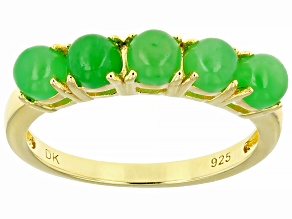 Pre-Owned Green Jadeite 18k Yellow Gold Over Sterling Silver Ring