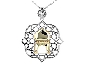 Pre-Owned Sterling Silver With 18K Yellow Gold Accents Palace Motif Enhancer With 18" Chain