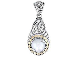 Pre-Owned 10.5-11.5mm Cultured Mabe Pearl Sterling Silver & 18K Yellow Gold Scroll Pendant
