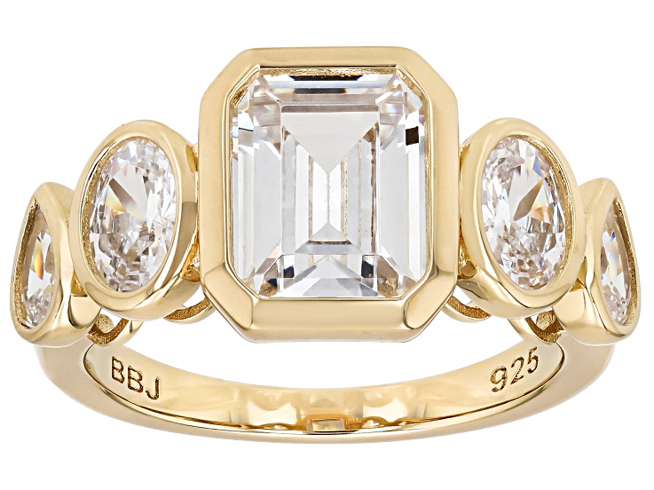 Pre-Owned White Cubic Zirconia 18k Yellow Gold Over Sterling Silver Ring 6.26ctw