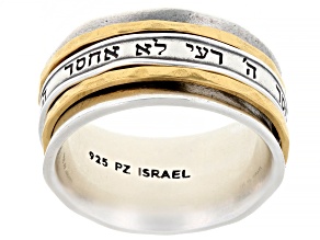 Pre-Owned Sterling Silver & 14K Gold Over Silver Inspirational Quote Spinner Ring