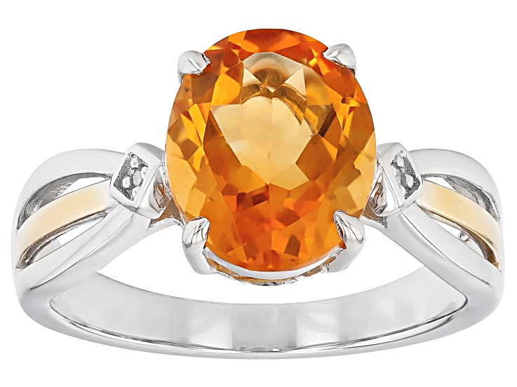 Pre-Owned Yellow Citrine Rhodium And 18k Yellow Gold Over Sterling Silver Two-Tone Ring 2.82ctw