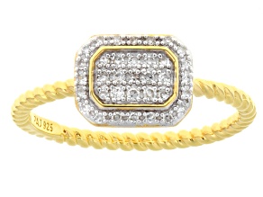 Pre-Owned White Lab-grown Diamond G-H SI  18K Gold Over Silver Rope Design Cluster Ring 0.10ctw
