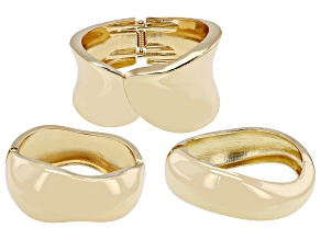 Pre-Owned Gold Tone Bangle Bracelet Set of 3
