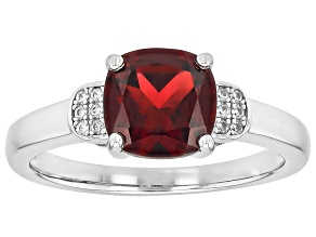 Pre-Owned Red Garnet Rhodium Over Sterling Silver Ring 2.15ctw