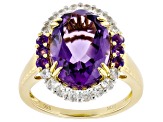 Pre-Owned Canela Amethyst 18k Yellow Gold Over Sterling Silver Ring 5.85ctw