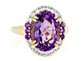 Pre-Owned Canela Amethyst 18k Yellow Gold Over Sterling Silver Ring 5.85ctw