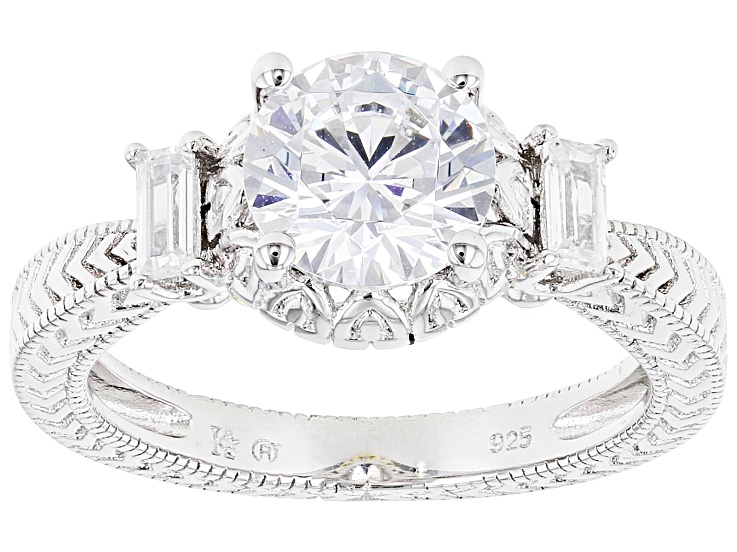 Pre-Owned White Cubic Zirconia Rhodium And 14k Yellow Gold Over Sterling Silver Ring 2.92ctw