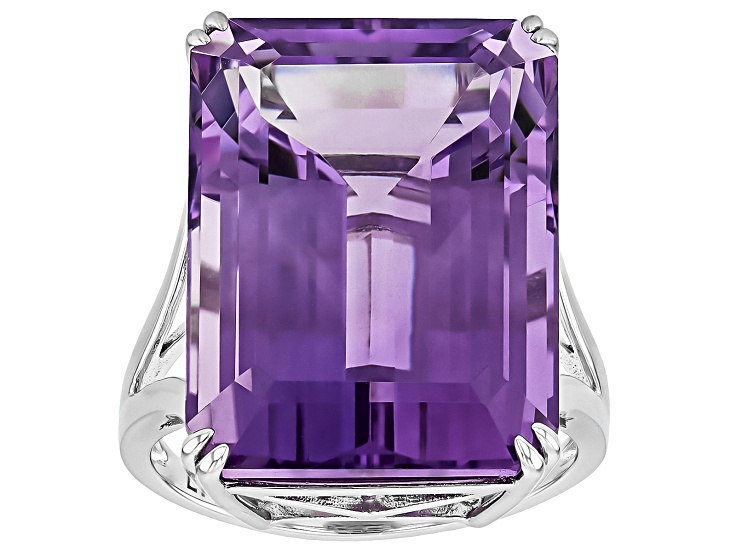 Pre-Owned Purple Canela Amethyst Rhodium Over Sterling Silver Ring 17.00ct