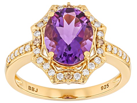Pre-Owned Purple Canela Amethyst 18k Yellow Gold Over Sterling Silver Ring 2.57ctw