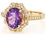 Pre-Owned Purple Canela Amethyst 18k Yellow Gold Over Sterling Silver Ring 2.57ctw