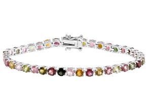 Pre-Owned Multi-Tourmaline Rhodium Over Sterling Silver Bracelet 9.75ctw
