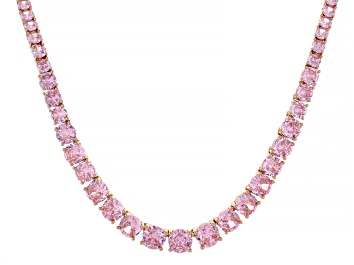 Picture of Pre-Owned Pink Cubic Zirconia 18k Rose Gold Over Brass Necklace 34.85ctw