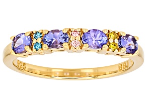 Pre-Owned Tanzanite 18k Yellow Gold Sterling Silver Ring 0.64ctw