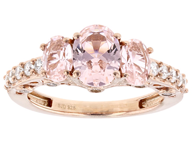 Pre-Owned Pink And White Cubic Zirconia 18k Rose Gold Over Sterling Silver Ring 2.00ctw