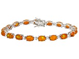 Pre-Owned Orange Ethiopian Opal Rhodium Over Sterling Silver Bracelet 10.67ctw