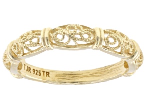Pre-Owned 18K Yellow Gold Over Sterling Silver Filigree Ring