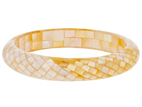 Pre-Owned White And Golden South Sea Mother-Of-Pearl Bangle