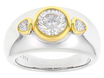 Picture of Pre-Owned Moissanite Platineve And 14k Yellow Gold Over Silver  Ring 1.38ctw DEW.