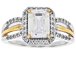 Pre-Owned Strontium Titanite Rhodium And 18k Yellow Gold Over Sterling Silver Two-Tone Ring 2.44ctw