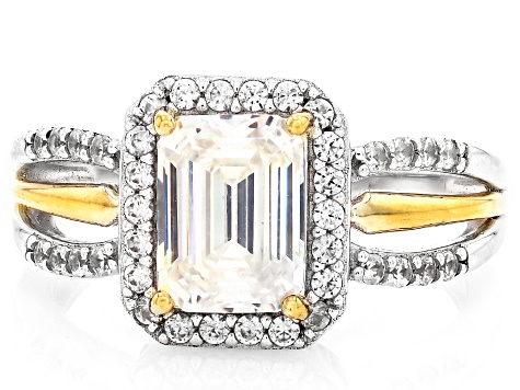 Pre-Owned Strontium Titanite Rhodium And 18k Yellow Gold Over Sterling Silver Two-Tone Ring 2.44ctw