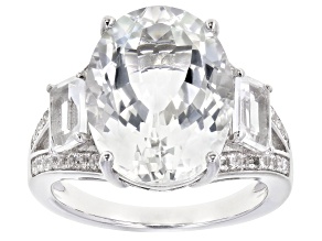 Pre-Owned White Topaz Rhodium Over Sterling Silver Ring 9.79ctw