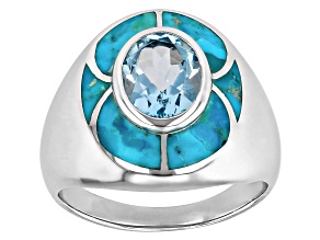 Pre-Owned Sky Blue Topaz Rhodium Over Sterling Silver Ring 2.13ct
