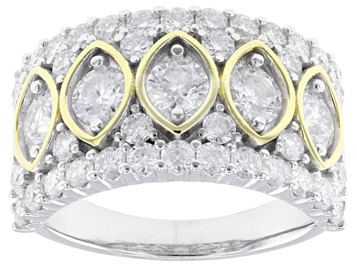 Pre-Owned Moissanite Platineve And 14k Yellow Gold Over Silver Ring 2.09ctw DEW
