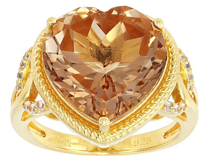 Pre-Owned Champagne Quartz 18k Yellow Gold Over Sterling Silver Ring, 7.66ctw