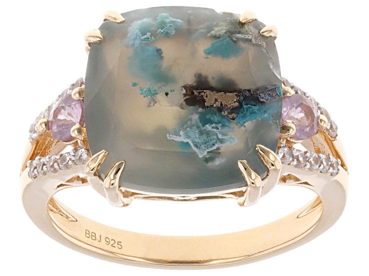 Pre-Owned Aquaditeâ„¢ with Color Shift Garnet and white Zircon 18K Rose Gold Over Sterling Silver Ring