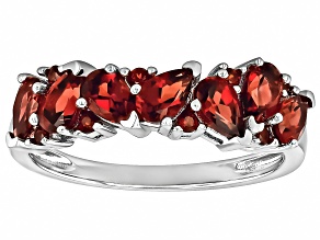 Pre-Owned Red Garnet Rhodium Over Sterling Silver Ring 1.75ctw