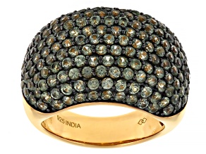 Pre-Owned Green Sapphire 18k Yellow Gold Over Sterling Silver Ring 4.50ctw