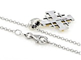 Pre-Owned Two-Tone Sterling Silver & 14K Gold Over Silver Jerusalem Cross Enhancer With 18" Chain