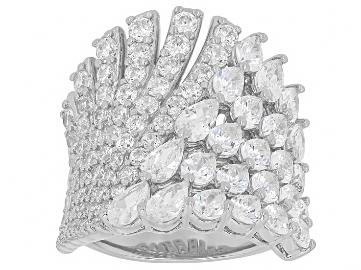 Pre-Owned White Cubic Zirconia Rhodium Over Brass Ring 8.31Ctw