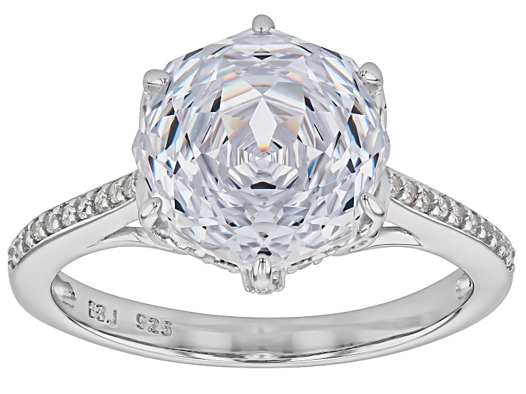 Pre-Owned White Cubic Zirconia Rhodium Over Sterling Silver Rose Cut Ring 7.93ctw