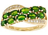 Pre-Owned Chrome Diopside With White Zircon 18k Yellow Gold Over Sterling Silver Ring 2.62ctw