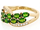 Pre-Owned Chrome Diopside With White Zircon 18k Yellow Gold Over Sterling Silver Ring 2.62ctw