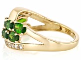 Pre-Owned Chrome Diopside With White Zircon 18k Yellow Gold Over Sterling Silver Ring 2.62ctw
