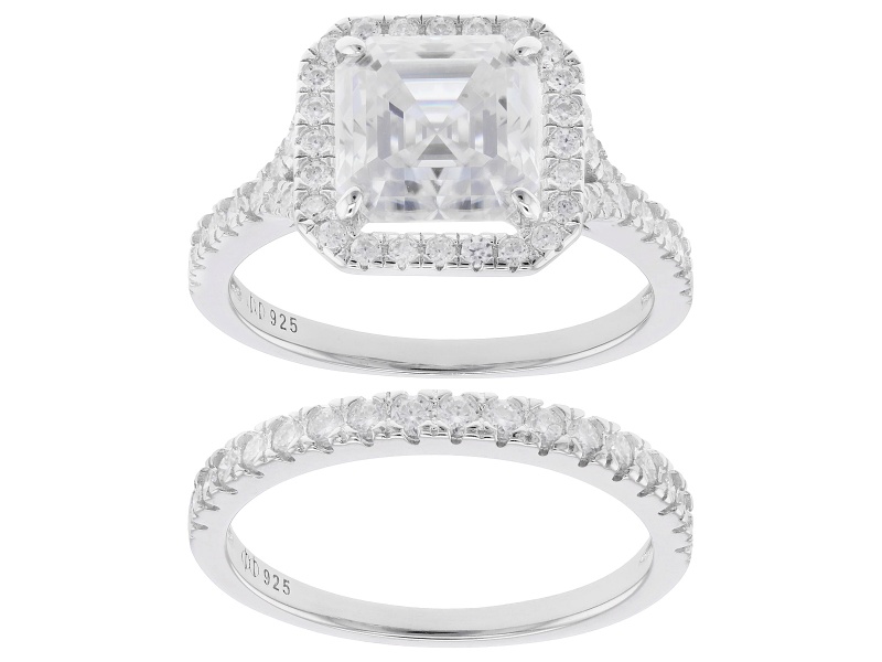 Pre-Owned Moissanite Platineve Ring And Band 4.15ctw DEW